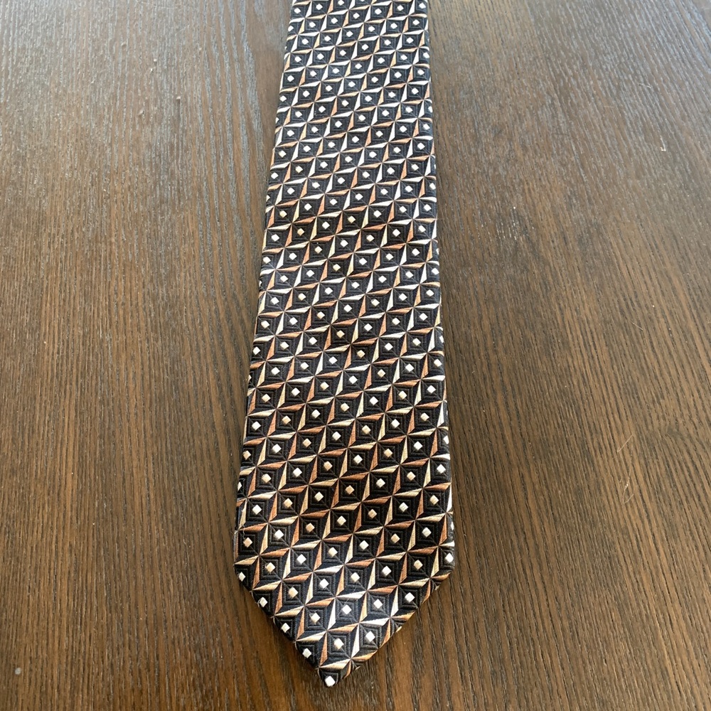 Canali 100% Silk Thick Geometric Tie Made in Italy - Picture 5 of 6